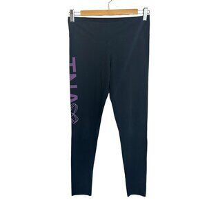 Aritzia TNA Black Legging Sz XS Spell Out Purple Logo Y2K Cotton Blend Long